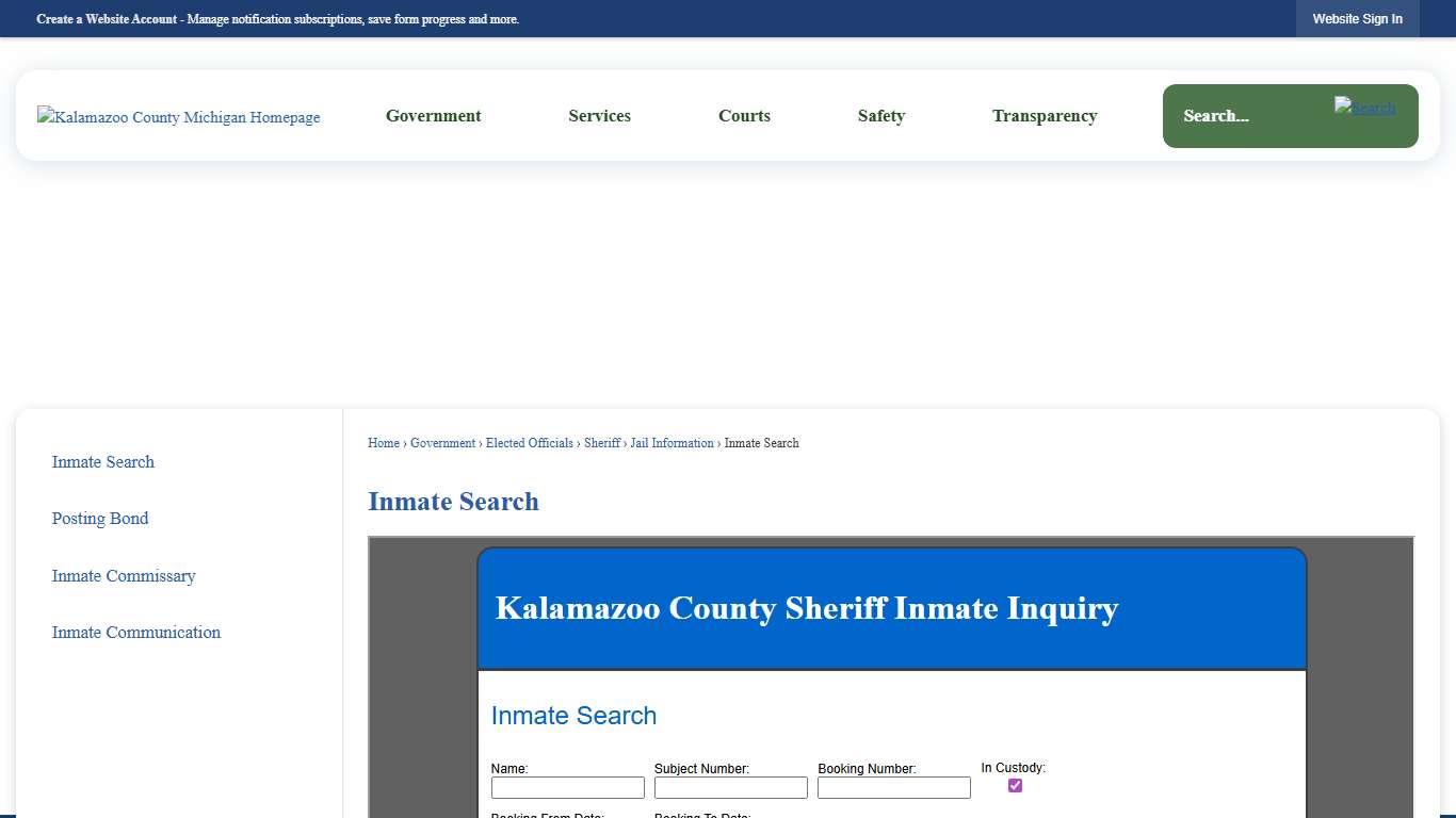 Inmate Search | Kalamazoo County, MI